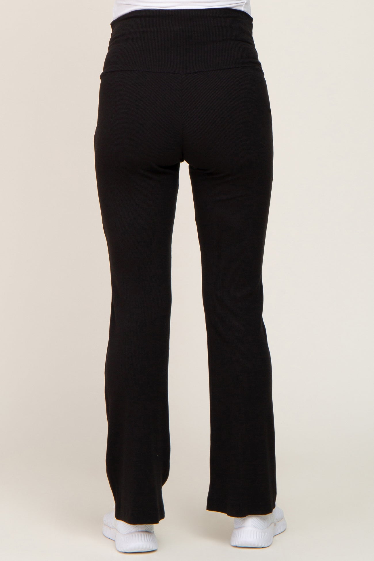 Black Ribbed Maternity Flare Pants