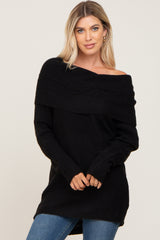 Black Off Shoulder Dolman Sleeve Knit Maternity Top