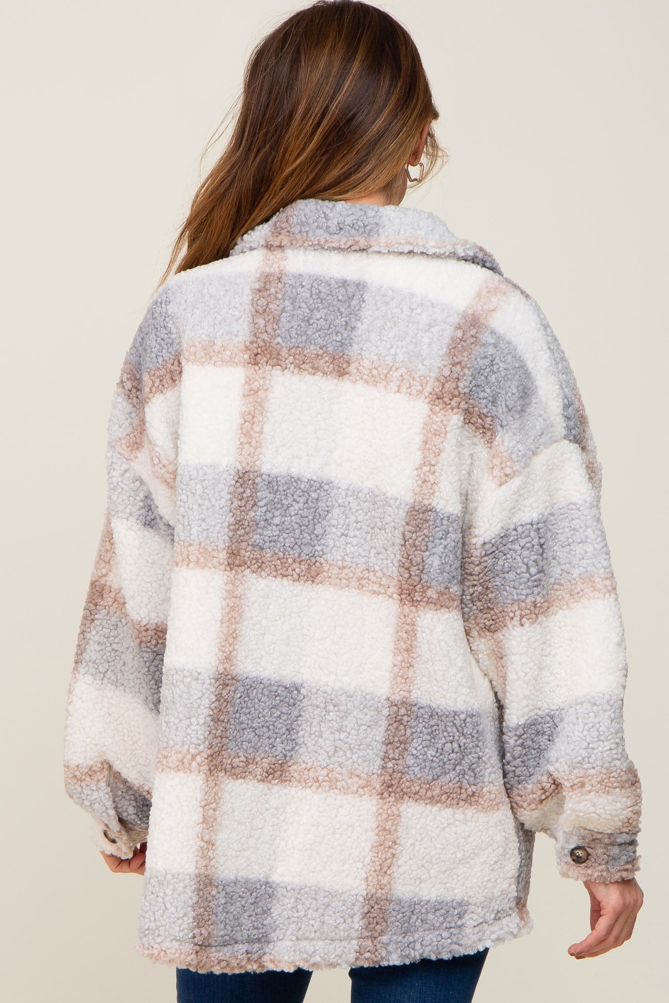 Light Grey Textured Plaid Jacket