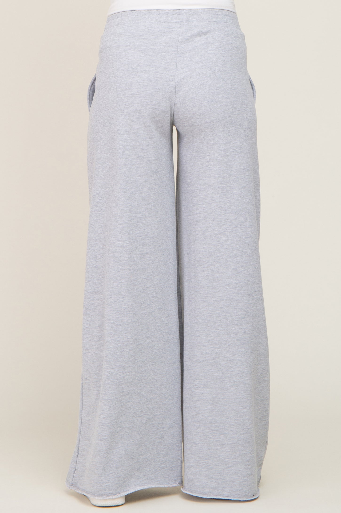 Heather Grey Wide Leg Fray Hem Maternity Sweatpants