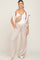 Beige Wide Leg Fray Hem Maternity Sweatpants