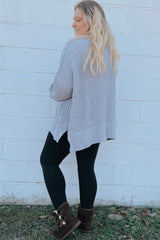 Light Blue Chunky Knit Oversized Cardigan