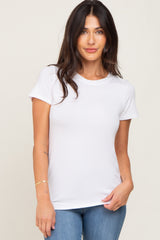 White Basic Crew Neck Maternity Tee