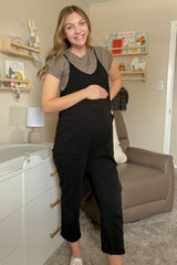 Black Front Pocket Maternity Jumpsuit