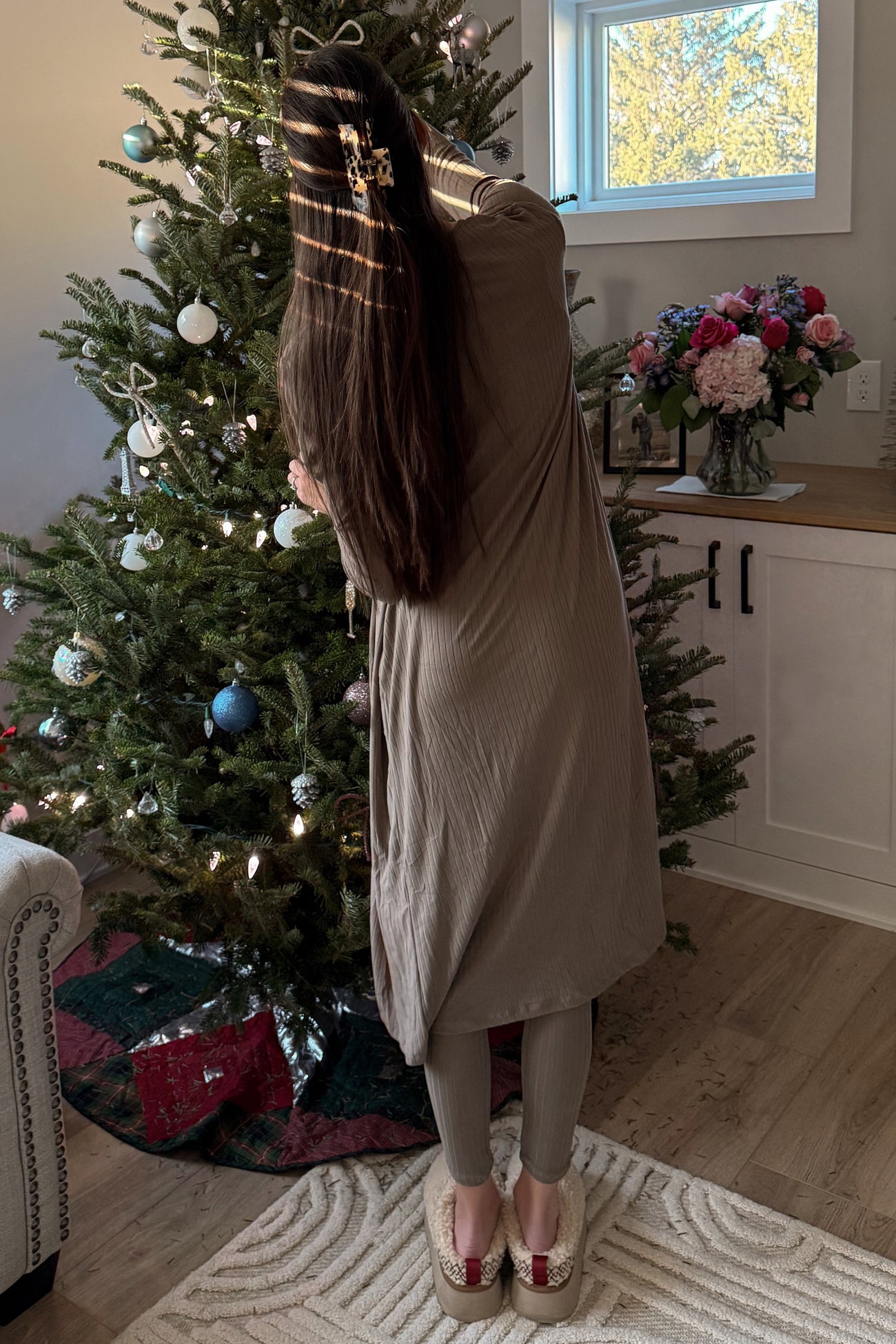 Mocha Ribbed Jumpsuit Two Piece Set