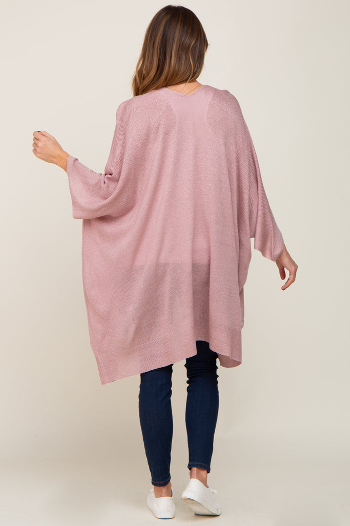 Mauve Knit Open Front Cardigan