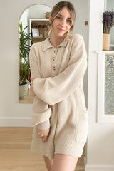 Cream Button Down Sweater Romper