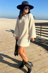 Cream Button Down Sweater Romper