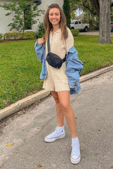 Cream Button Down Sweater Romper