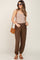 Brown Drawstring Accent Maternity Joggers