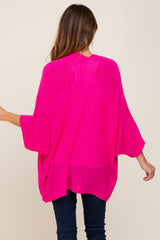 Fuchsia Dolman Short Sleeve Cardigan