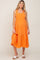 Neon Orange Tiered Crisscross Strap Maternity Midi Dress