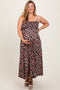 Black Square Neck Smocked Maternity Plus Midi Dress
