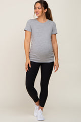 Black Ribbed Maternity Leggings