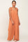 Rust Ruffle Trim Back Tie Jumpsuit
