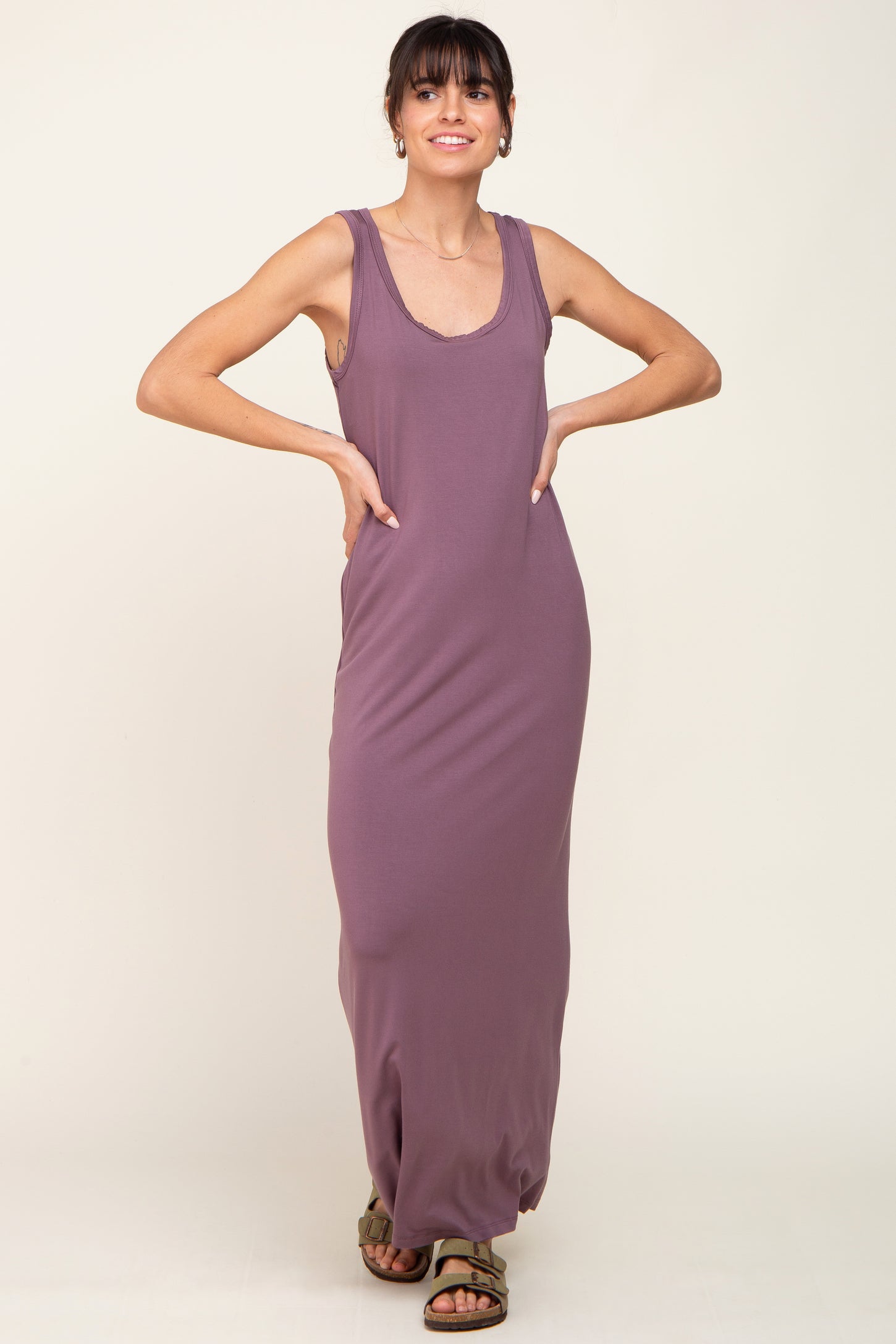 Mauve Basic Sleeveless Maxi Dress