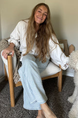 Light Blue Basic Maternity Wide Leg Jeans