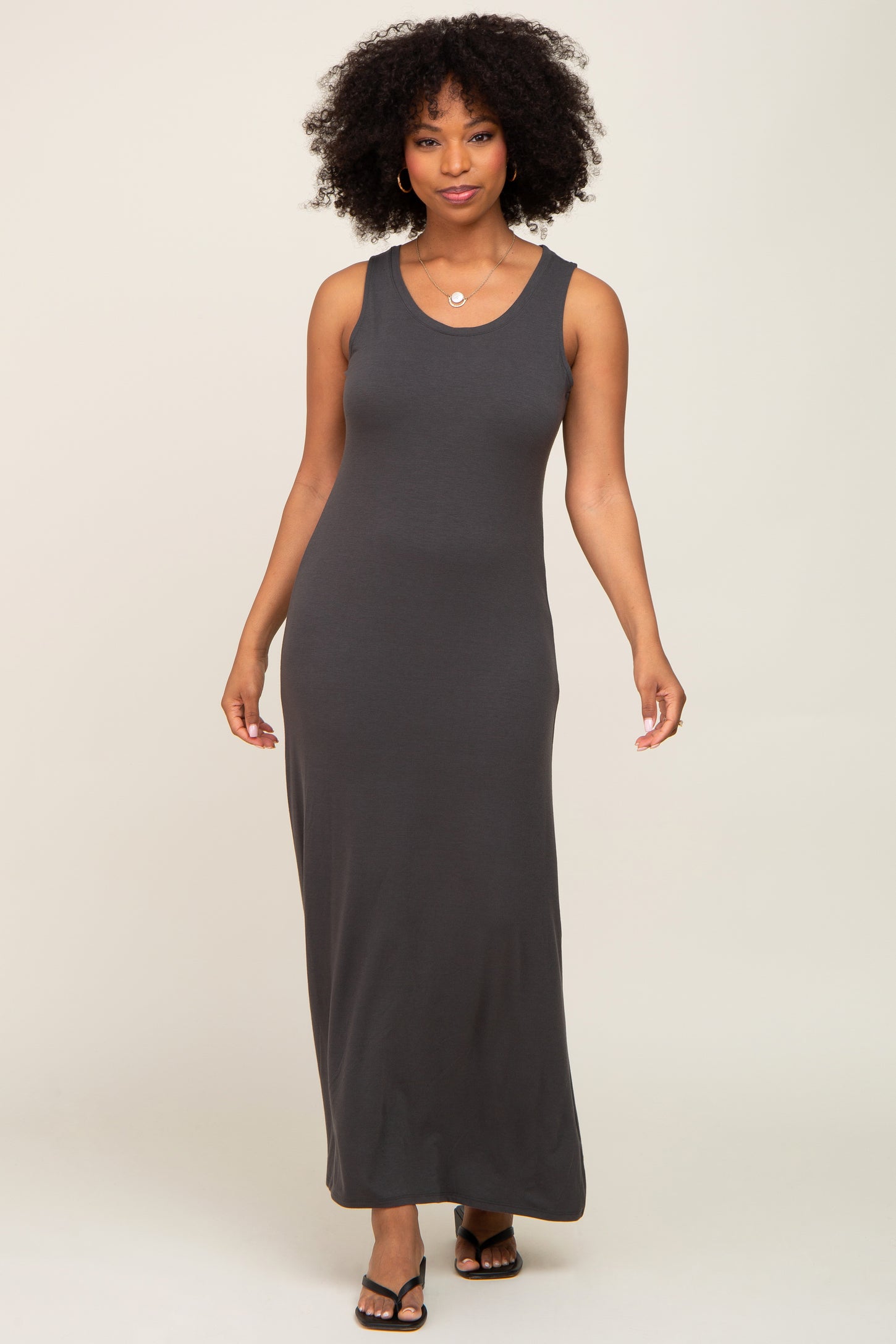 Charcoal Sleeveless Maternity Maxi Dress