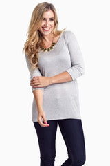 Grey 3/4 Sleeve Maternity Shirt