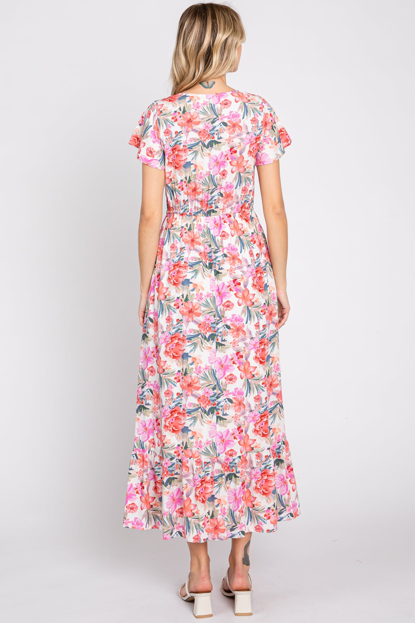 Ivory Multi-Color Floral Maxi Dress