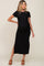 Black Front Tie Side Slit Maternity Midi Dress