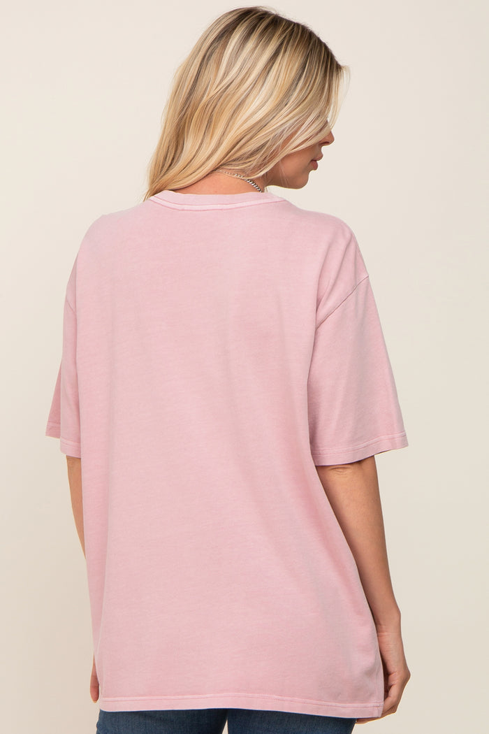 Pink Basic Oversized T-Shirt
