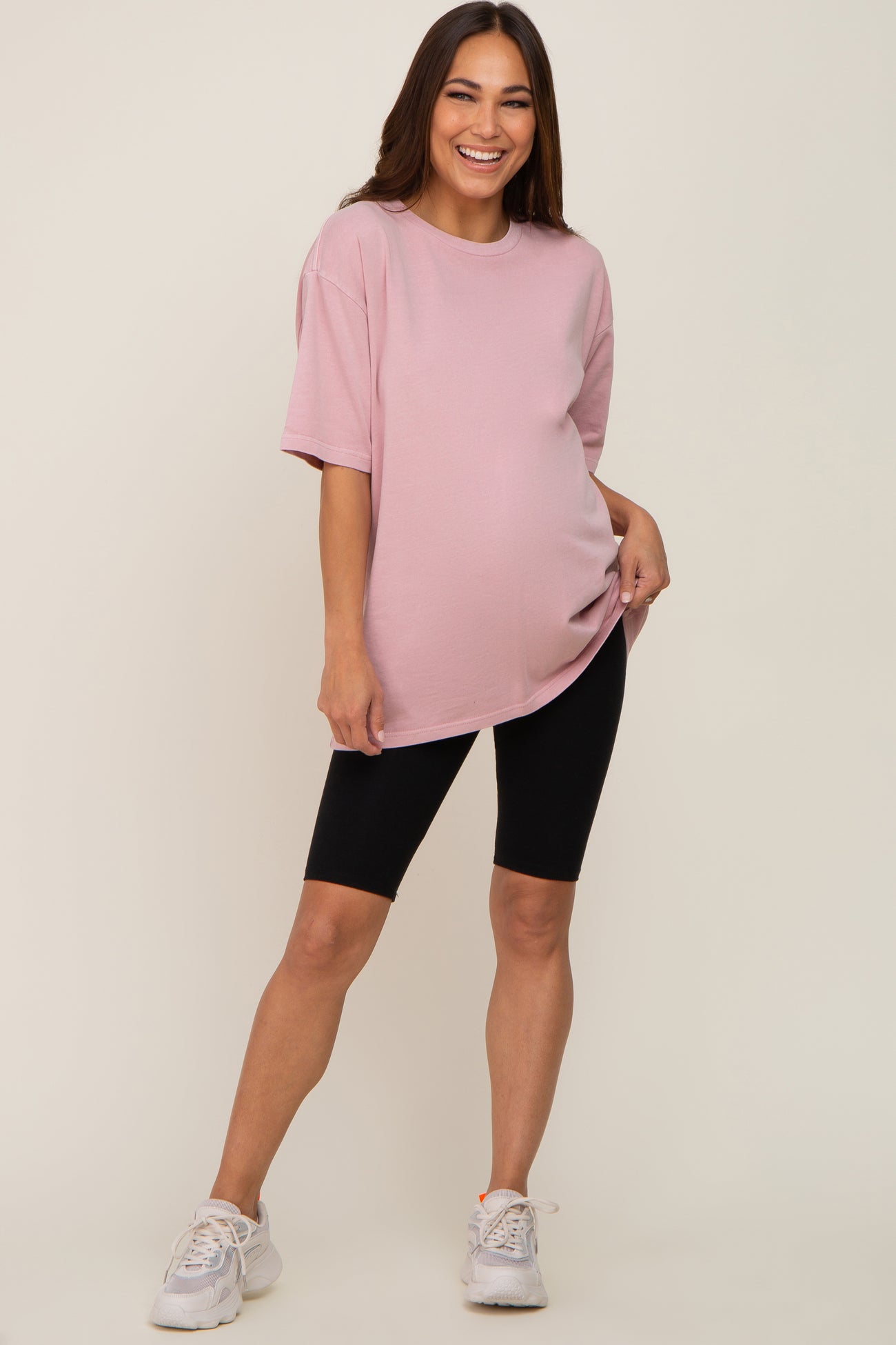 Pink Basic Oversized Maternity T-Shirt