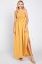 Yellow Textured Smocked Shoulder Tie Maxi Dress