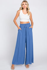 Blue Wide Leg Maternity Pants