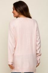 Light Pink Front Pocket Maternity Cardigan