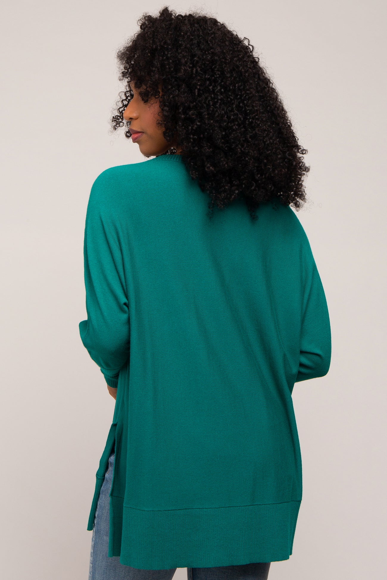 Hunter Green Knit Long Dolman Sleeve Top