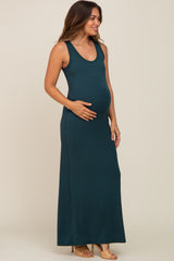 Forest Green Soft Knit Maternity Maxi Dress