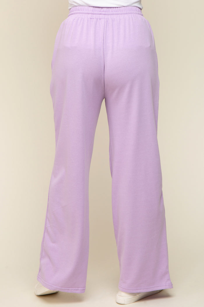 Lavender Drawstring Wide Leg Lounge Pants