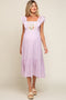 Lavender Floral Embroidered Tie Back Maternity Midi Dress