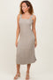 Beige Sweater Knit A-Line Midi Dress