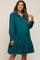 Hunter Green Button Down High Neck Long Sleeve Maternity Dress