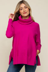 Fuchsia Cowl Neck Dolman Sleeve Maternity Sweater