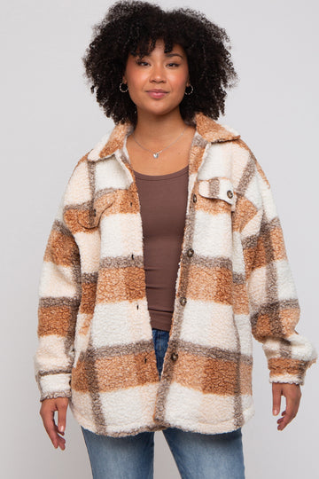 Taupe Textured Plaid Jacket