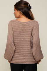 Taupe Crochet Dolman Sleeve Maternity Sweater