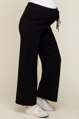 Black Sweater Knit Drawstring Maternity Pants