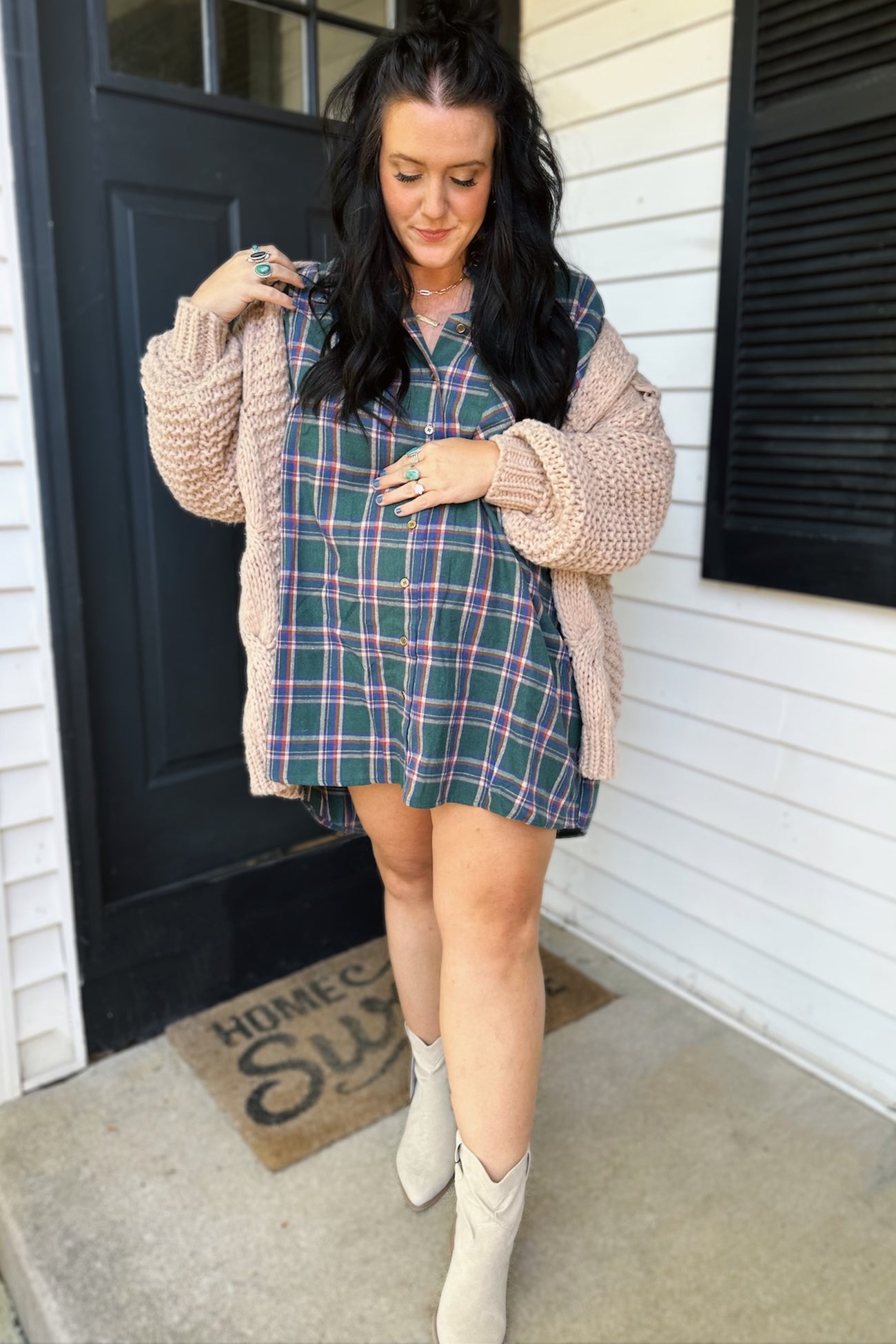 Beige Chunky Knit Maternity Cardigan