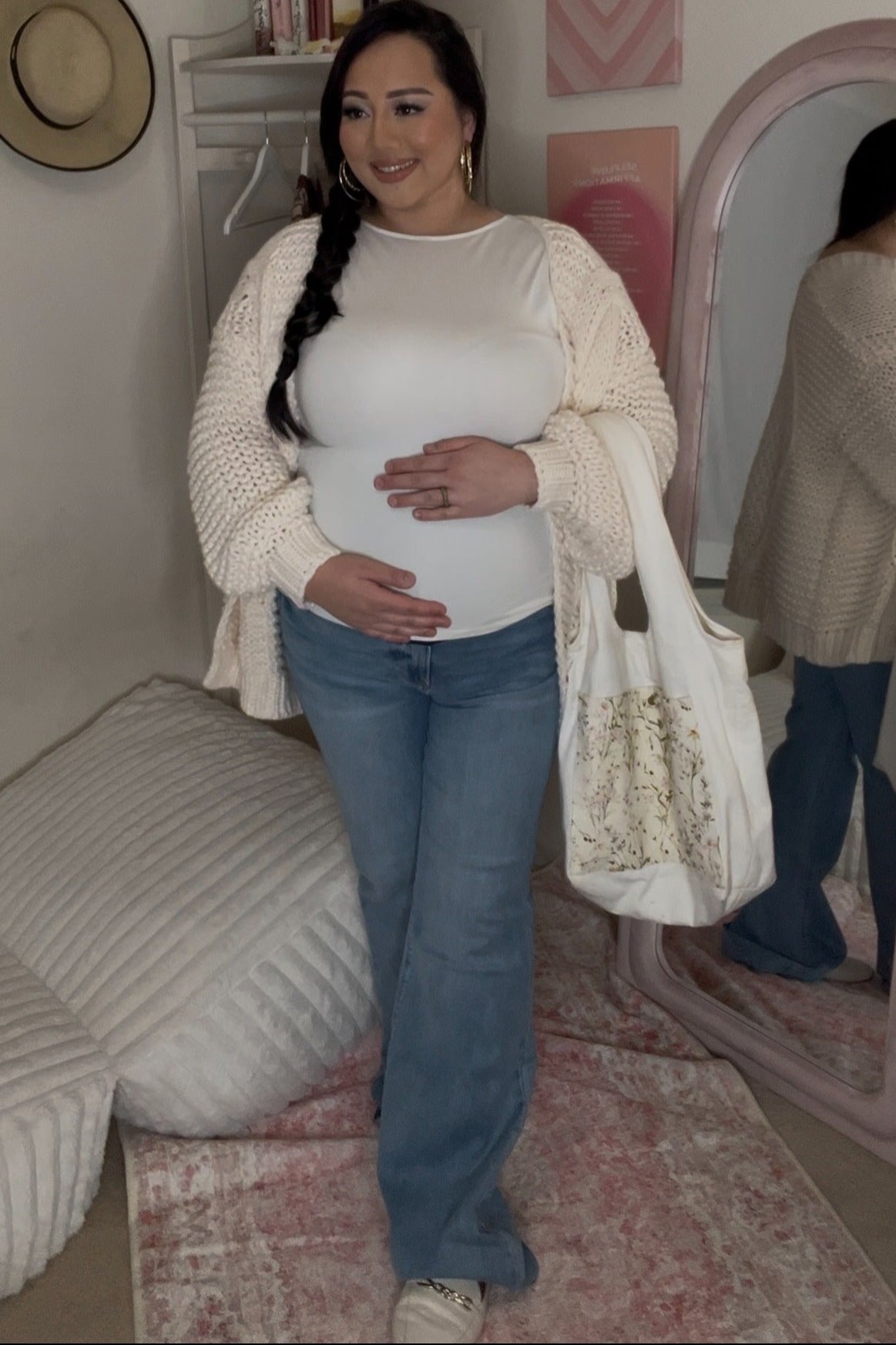 Cream Chunky Knit Maternity Cardigan