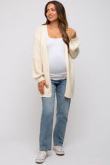 Cream Chunky Knit Oversized Maternity Cardigan