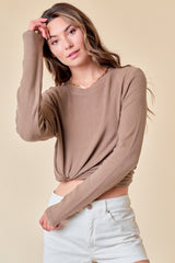 Mocha Soft Knit Long Sleeve Maternity Top