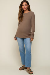 Mocha Soft Knit Long Sleeve Maternity Top