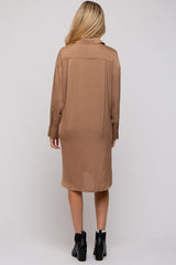 Mocha Striped Maternity Shirt Dress