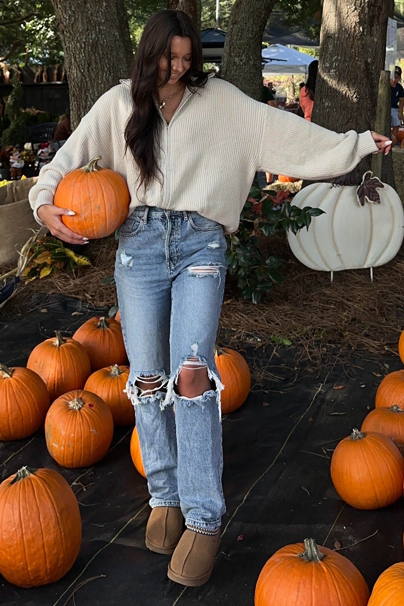 Taupe Oversized Zip Up Cardigan
