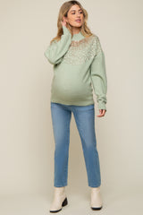 Mint Sequin Knit Mock Neck Maternity Sweater