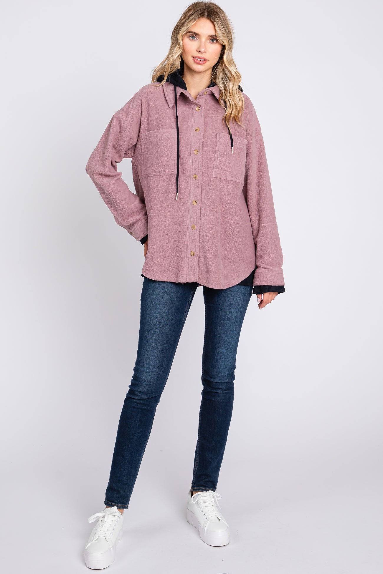 Mauve Soft Hooded Shacket