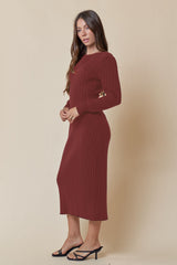 Rust Back Tie Maternity Sweater Dress